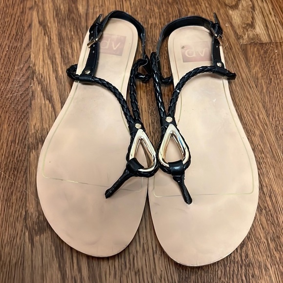 DV by Dolce Vita Shoes - DV Dolce Vita Black and Gold Sandals Size 8.5